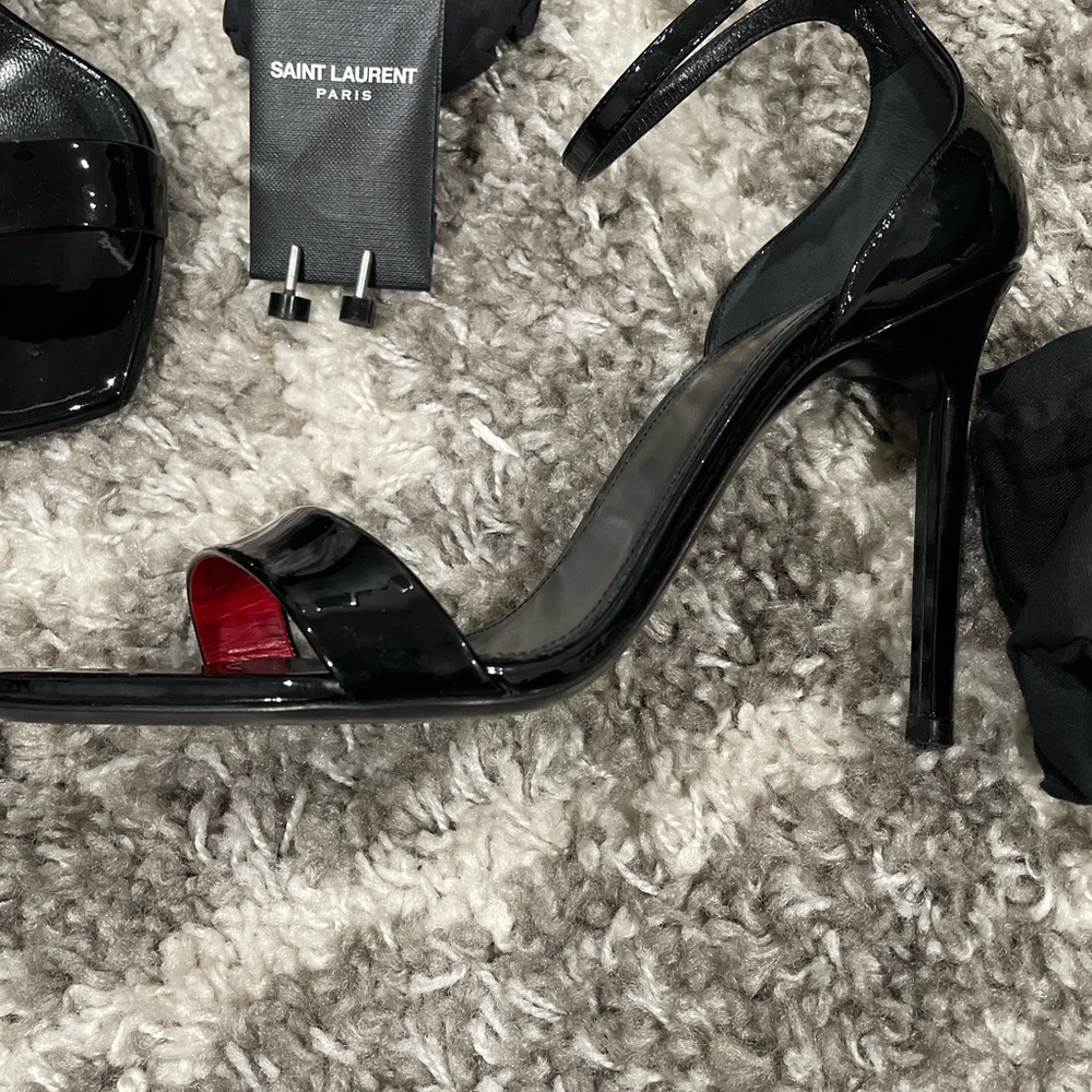 ✨Stunning YSL Black Patent Leather Ankle Strap Stiletto✨ - Picture 7 of 10